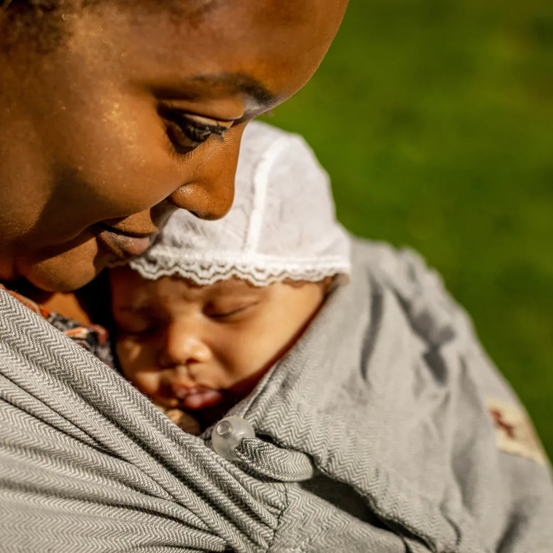 WrapMySol Grau Fischgrat mit Bindehüftgurt - Girasol GbR
